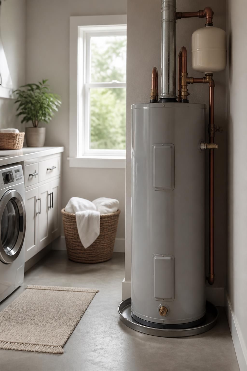 Modern utility room with a neatly installed water heater.